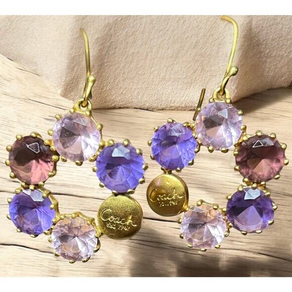Y2K Coach Daphne 1941 Gemstone Floral Drop Earrings - Picture 2 of 5